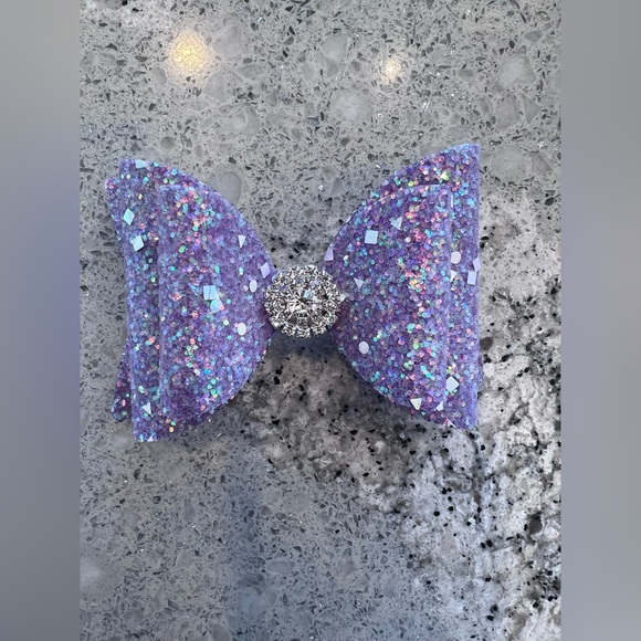 Gorgeous Purple Metallic Glitter Bow Clip - Picture 1 of 3